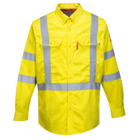 Camisa Bizflame 88/12 FR alta visibilidade FR95 em amarelo com fitas refletoras. Est&aacute; inclu&iacute;do um link para a p&aacute;gina do artigo.