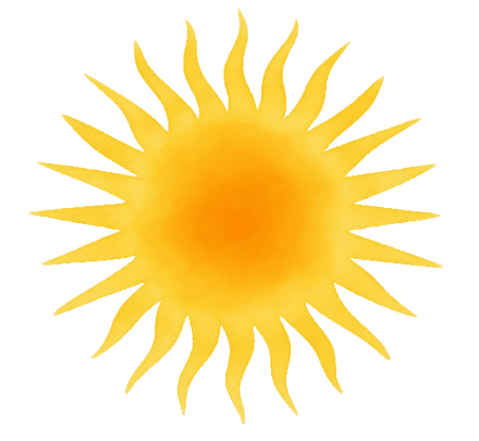 Sol ilustrado como referência ao calor e ao arrefecimento durante o trabalho.