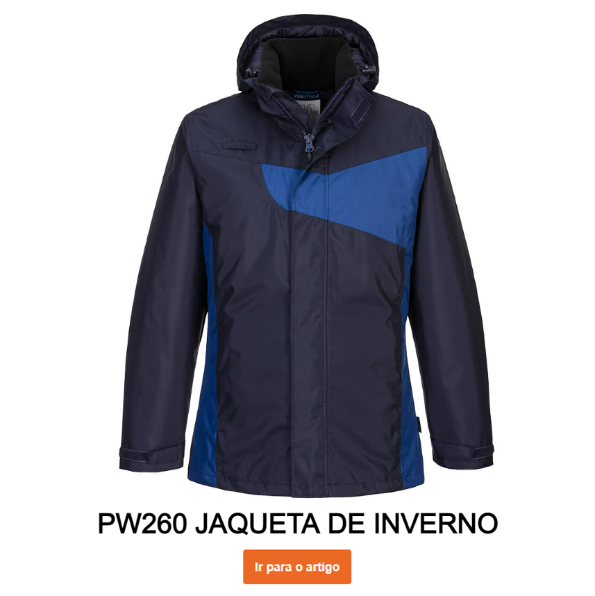 Exemplo de imagem da jaqueta de inverno PW260 em azul marinho com link para o artigo.
