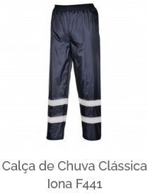 Calça de chuva clássica IONA F441 com link que leva à página do artigo.