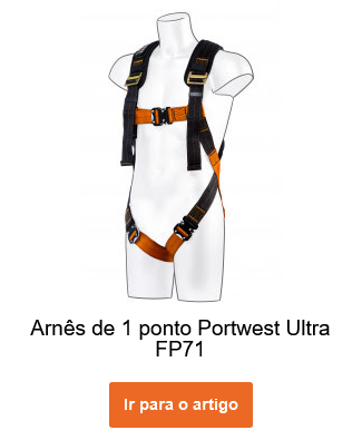 Arnês Portwest Ultra de 1 ponto FP71 em cor laranja-preto com link para o artigo.