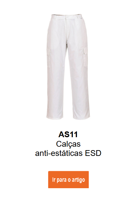Imagem das calças ESD antiestáticas AS11 em branco com ligação para a página do produto.