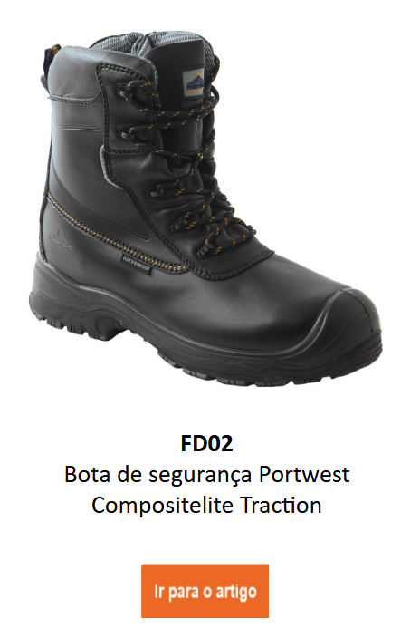 Imagem do sapato de segurança S3 Compositelite Traction HRO CI WR FD02 em preto. Ligação para a página do produto disponível.