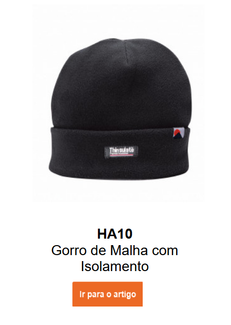 Imagem do gorro de fleece com forro Insulatex HA10 em preto. Um link para a página do produto está incluído.