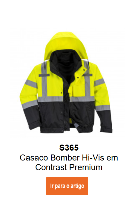 Casaco bomber 3-em-1 Premium S365 em amarelo com detalhes em preto e faixas refletoras.