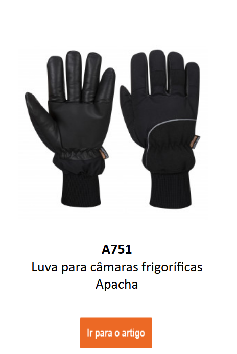 Imagem da luva de prote&ccedil;&atilde;o contra o frio Apacha na cor preta. Existe um link para a p&aacute;gina do produto.