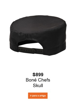 Imagem do chapéu de chef S899 em preto com um link que leva à página do artigo.