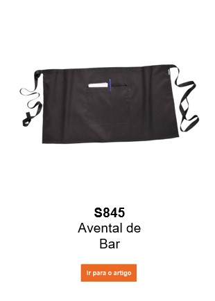 Imagem do avental de bar S845 em preto com um link que leva à página do artigo.