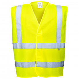Portwest Casaco anti-est&aacute;tico Hi-Vis resistente &agrave; chama FR71 em amarelo. Est&aacute; inclu&iacute;do um link para a p&aacute;gina do artigo.