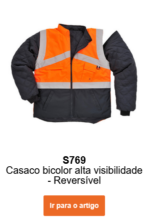Imagem do casaco revers&iacute;vel de alta visibilidade bicolor S769 em laranja e preto com faixas refletoras.