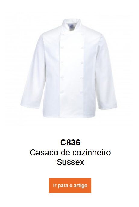 Imagem da jaqueta de cozinheiro Sussex C836 em branco.