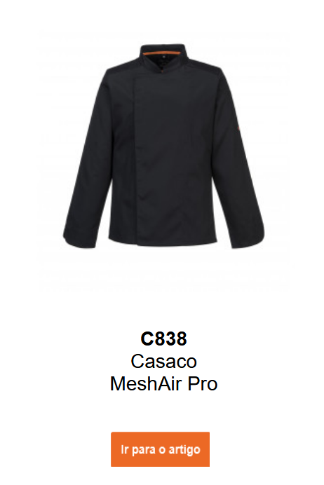 Imagem da jaqueta Mesh Air Pro C838 em preto com detalhes laranja.