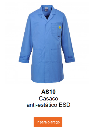 Imagem do Casaco Antiestático AS10 em cor azul. Link para o artigo.