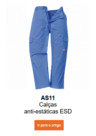 Imagem da Calça Antiestática ESD AS11 em azul. Link para o artigo.