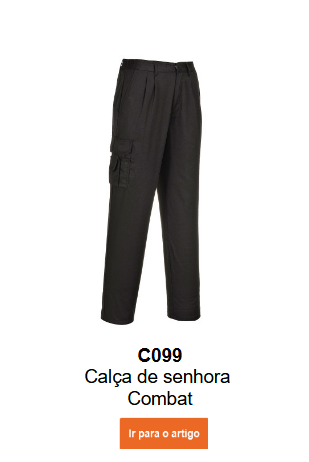 Imagem da calça Combat C099 para mulher em preto com link para o artigo.