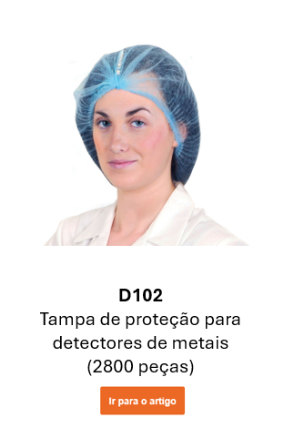 Imagem da touca detectável D102 em azul. Um link para a página do produto está incluído.