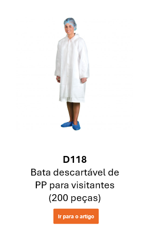 Imagem do avental descartável para visitantes PP D118 em branco. Um link para a página do produto está incluído.