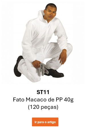 Imagem do macacão PP 40g ST11 em branco. Um link para a página do produto está incluído.