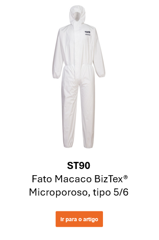 Imagem do macacão BizTex Pro Tipo 5/6 ST90 em branco. Um link para a página do produto está incluído.