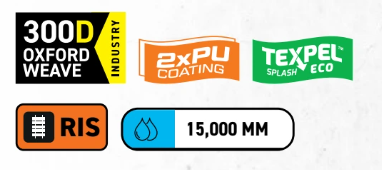 Barra com s&iacute;mbolos que mostram as caracter&iacute;sticas do produto do casaco.