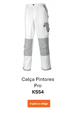 Imagem da calça de trabalho branca Craft KS54 em branco com detalhes em cinzento. É fornecido um link para a página do produto das calças.