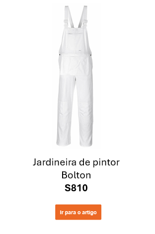 Imagem do fato de pintor Bolton S810 em branco. É fornecido um link para a página do produto das calças.