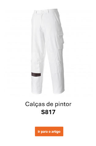 Imagem da calça do pintor S817 em cor branca. É fornecido um link para a página do produto das calças.