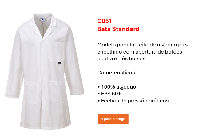 Imagem do casaco padrão C851 em branco com pequeno texto informativo e um link que leva à página do artigo.