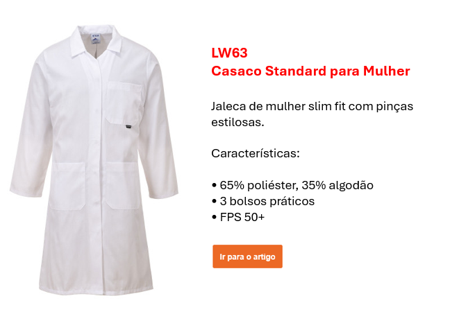 Imagem do casaco de senhora padrão LW63 em branco com um pequeno texto informativo e um link que leva à página do artigo.