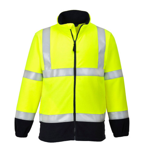 Polar Ignífugo, Anti-estático e de Alta Visibilidade Portwest FR31 em amarelo. Está incluído um link para a página do artigo.
