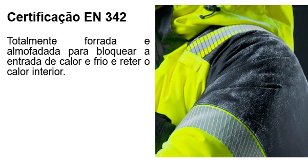 Casaco amarelo Portwest com ombros cobertos de gelo.