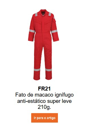 Imagem do Fato de treino anti-chamas e antiestático Bizflame 210g FR21 em vermelho. É fornecido um link para a página do produto.