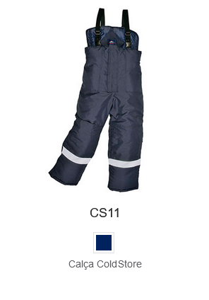 Exemplo de imagem de calças frigoríficas CS11 em azul com link para o artigo.