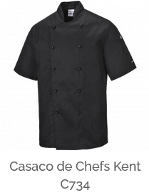 Exemplo de imagem da jaqueta do chef Kent C734 na cor preta com link para o artigo.