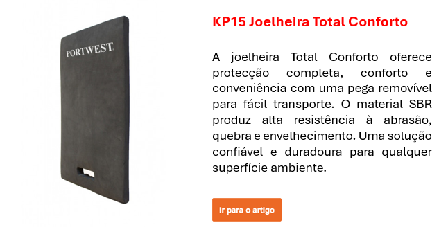 Imagem da almofada de conforto KP15 em preto com logotipo Portwest. Clique leva ao produto.
