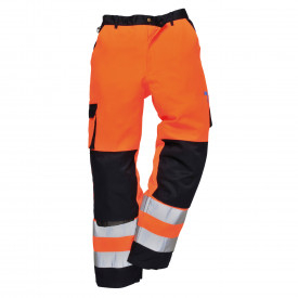 Cal&ccedil;a de alta visibilidade Lyon Portwest TX51 em laranja/azul. Est&aacute; inclu&iacute;da uma liga&ccedil;&atilde;o para a p&aacute;gina do artigo.