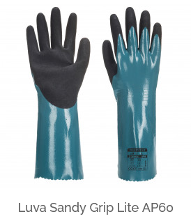 Luvas Grip Lite com punho AP60 na cor preto azulado com link para o artigo.
