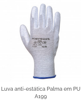 Imagem da luva palma antiestática em PU A199 na cor cinza com link para o artigo.