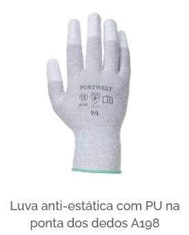 Imagem da luva antiestática de PU A198 na cor cinza com link para o artigo.