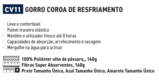 Descrição das características do chapéu de resfriamento CV11 com link para o artigo. Se você seguir o link, encontrará as descrições em detalhes.