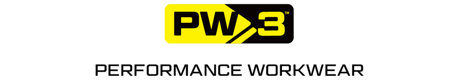 Logótipo preto e amarelo da marca Portwest com o slogan “Performance Workwear”.