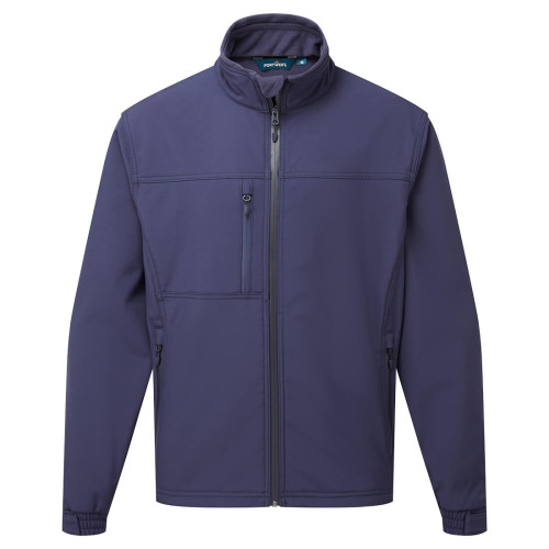 Casaco Portwest Softshell TK50 em azul. A imagem cont&eacute;m uma liga&ccedil;&atilde;o para a p&aacute;gina do produto.