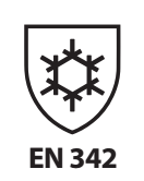 Símbolo para EN 342 com floco de neve.